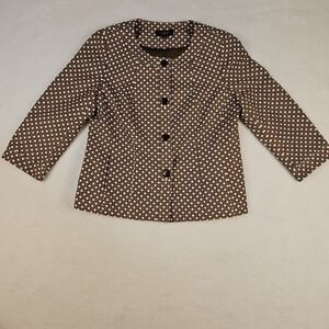 Talbots Womens Size 12 Blazer Jacket Rattan Cane Weave Pattern Professional Work